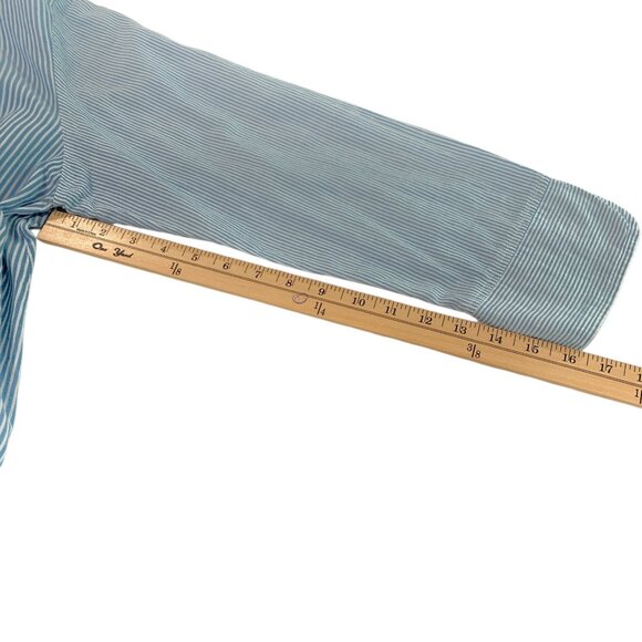 Habitat Blue White Seersucker Button Front Tunic Shirt Top Blouse Size Large - Picture 10 of 10